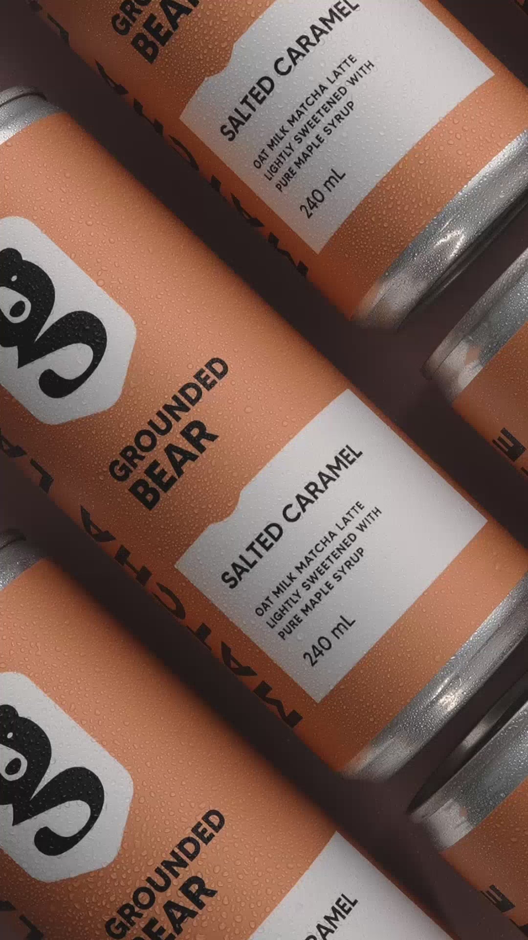 Grounded Bear Salted Caramel Matcha Latte - 240ml Can (12 Pack)