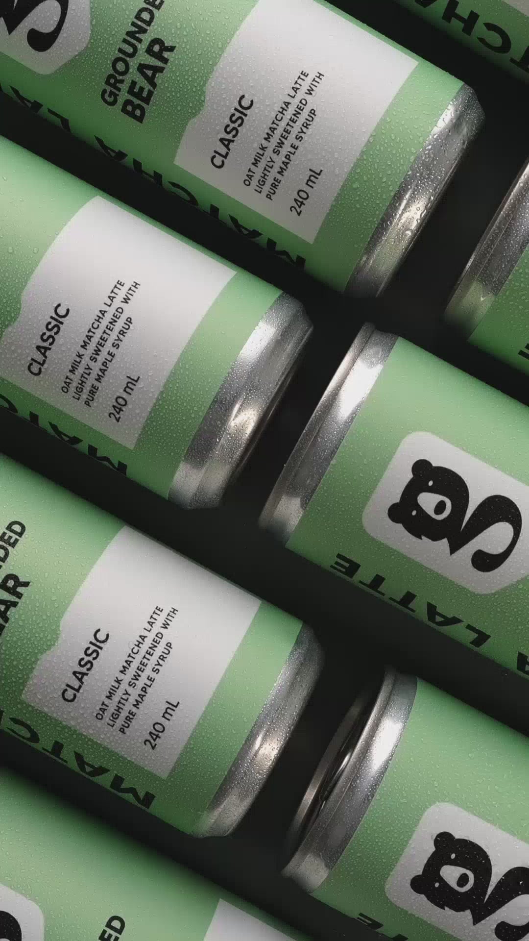 Grounded Bear Classic Matcha Latte - 240ml Can (12 Pack)