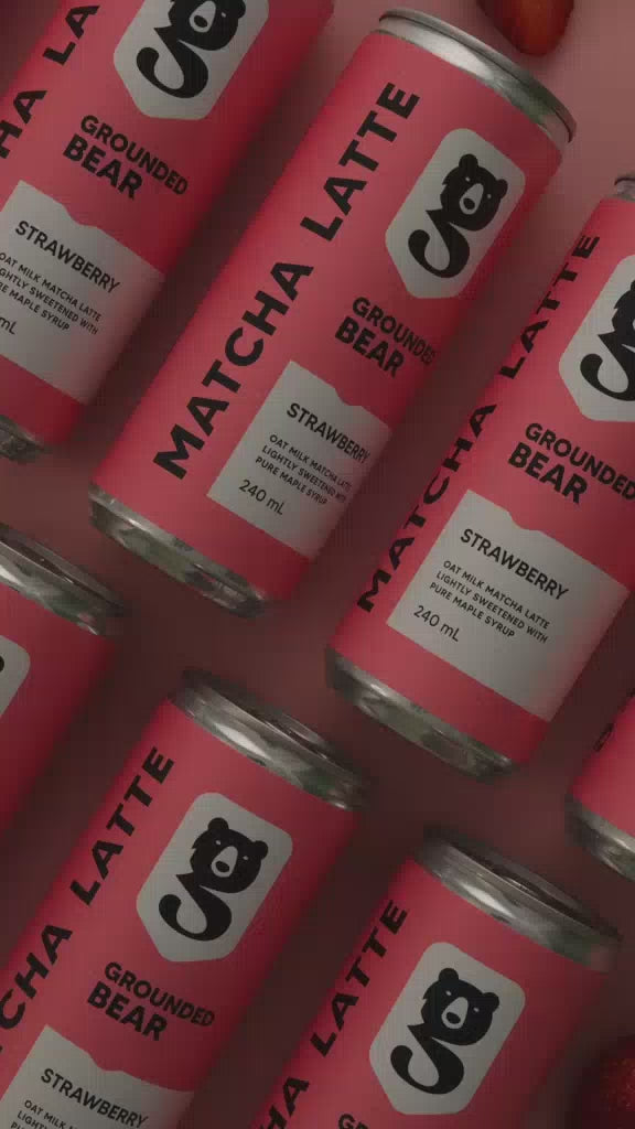 Grounded Bear Strawberry Matcha Latte - 240ml Can (12 Pack)